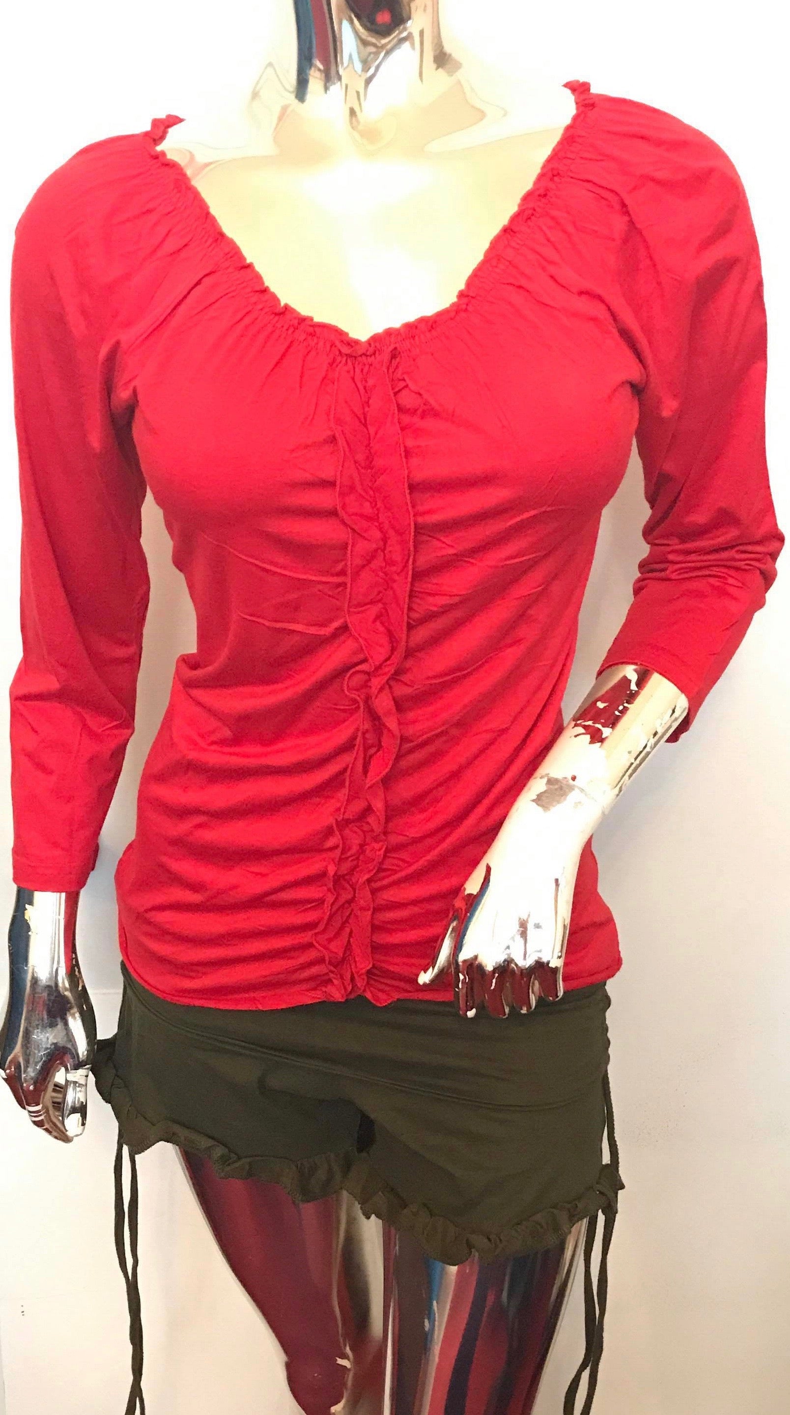 M047 Long Sleeve Ruffle Shirt - Mishu Boutique