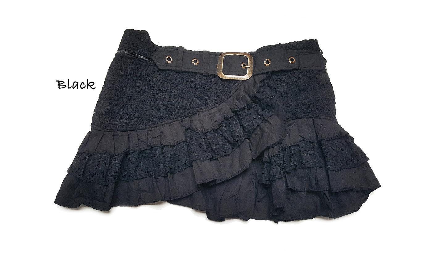 MM101 Ruffle Buckle Skirt - Mishu Boutique