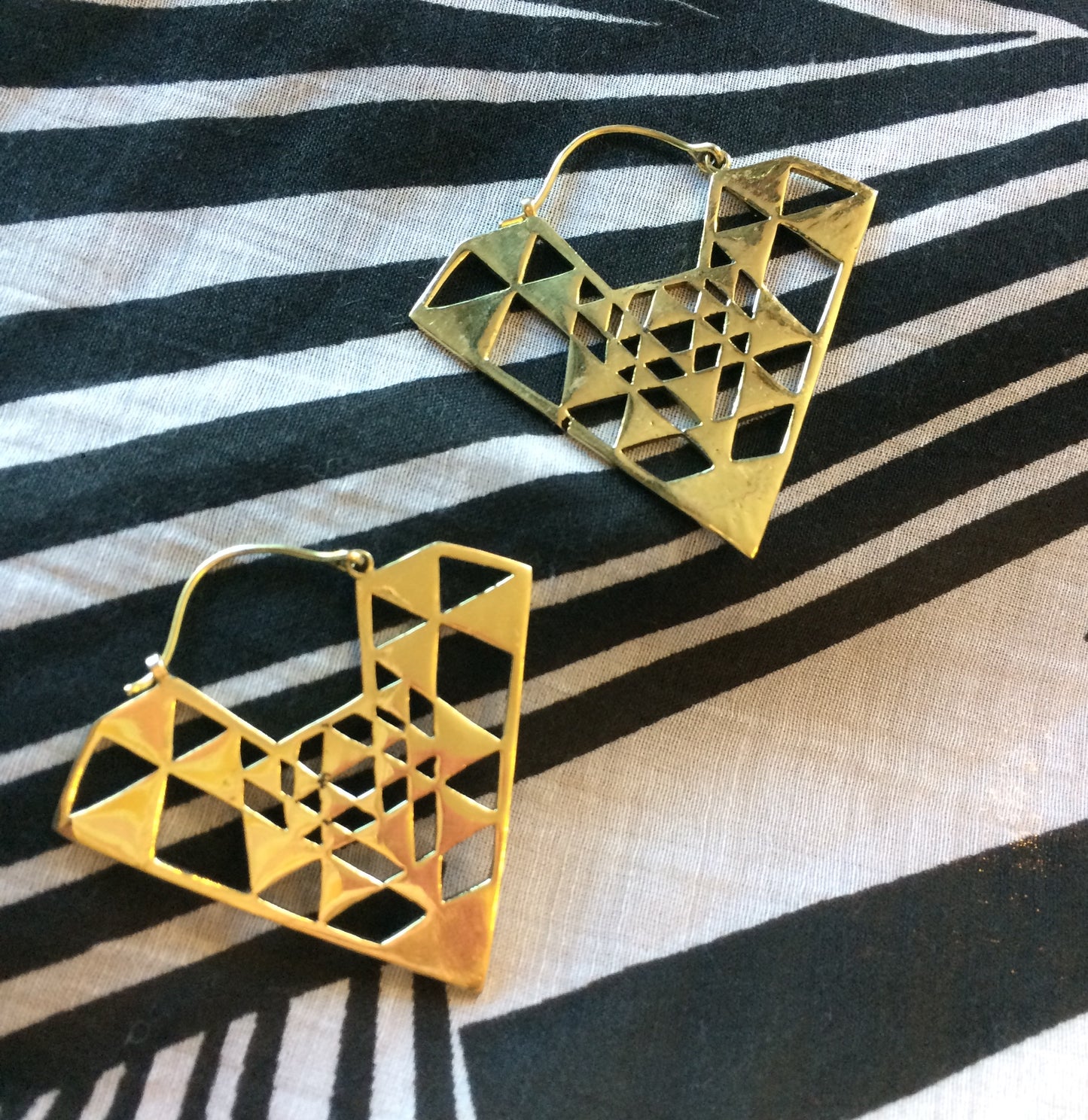 Angle Fusion Brass Hoops - Mishu Boutique