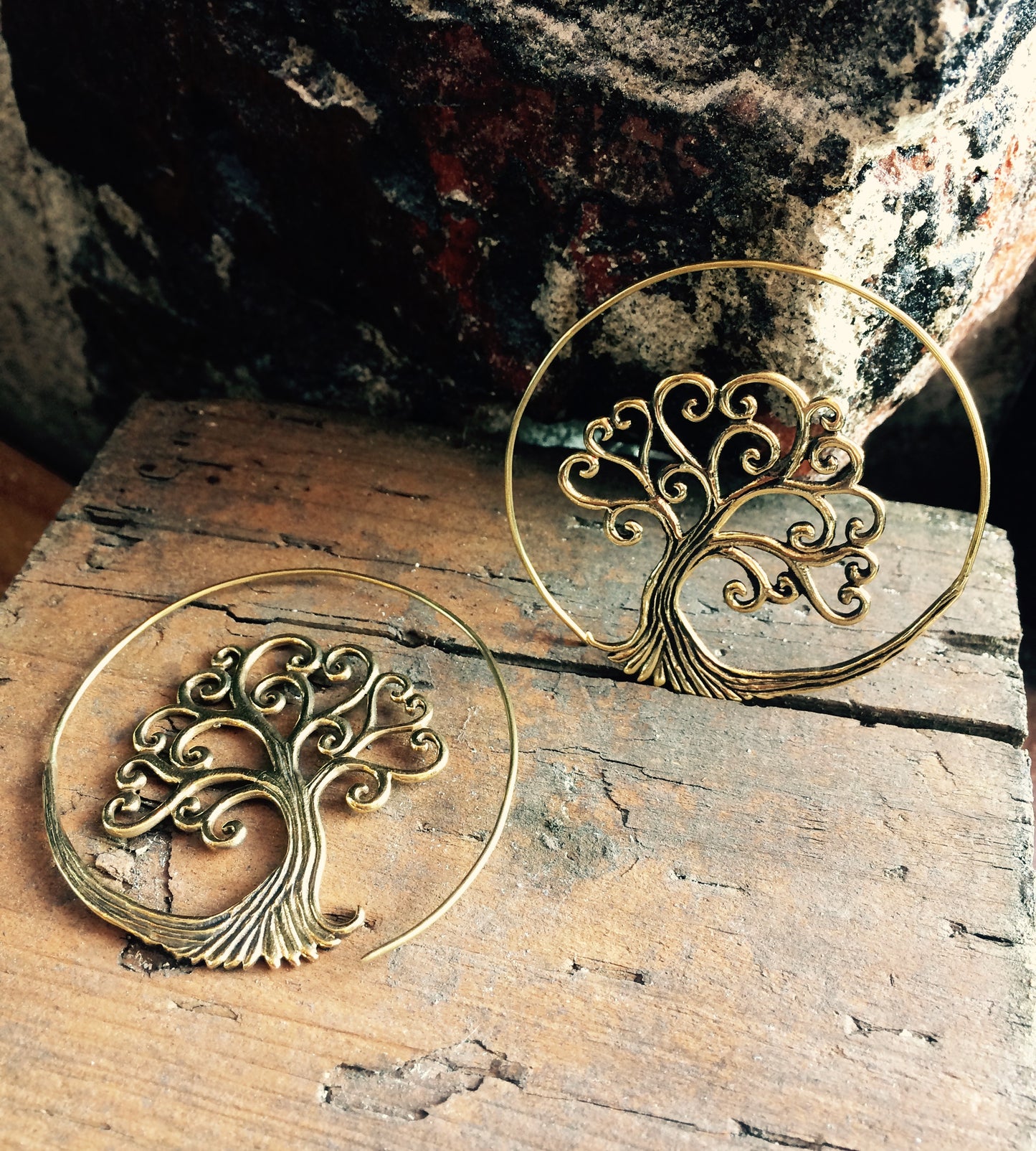 Tree of life Brass Thread Scroll Earrings - Mishu Boutique