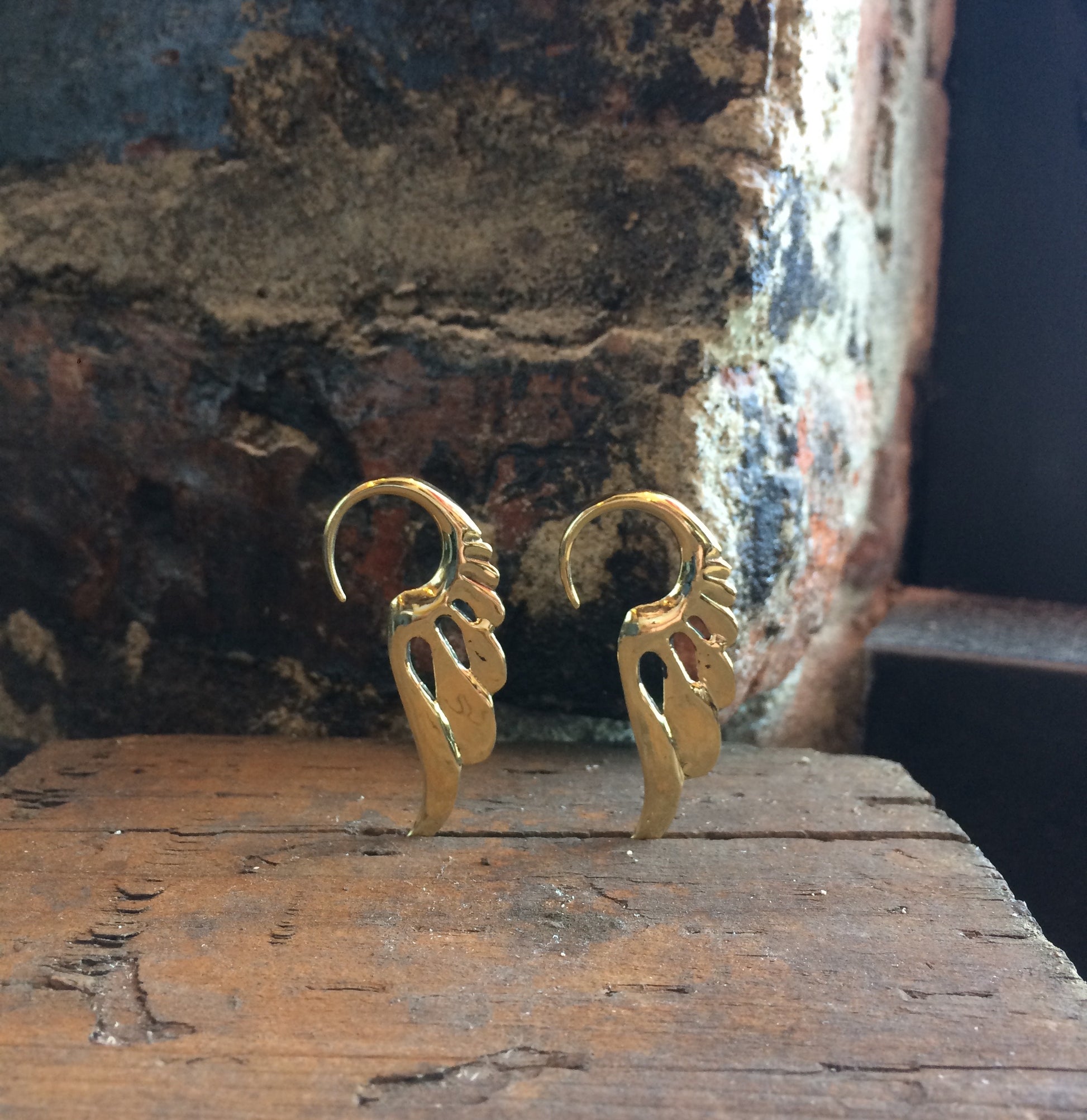 Swan Brass weighted earrings - Mishu Boutique