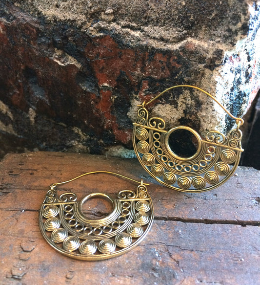 Half Circle Brass Hoops - Mishu Boutique