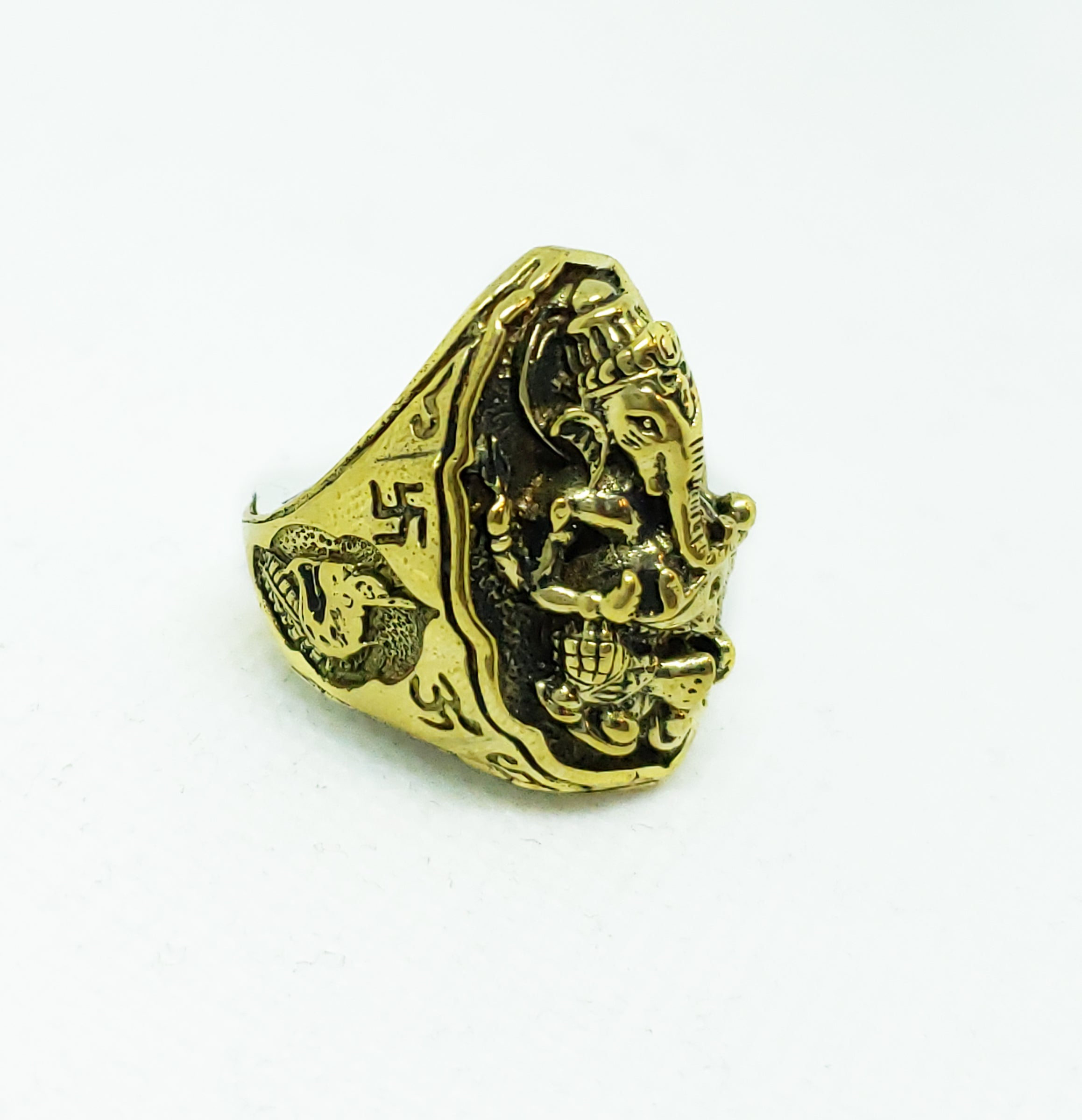 Men's Signet 22k Gold Ganesha Om Ring | Raj Jewels