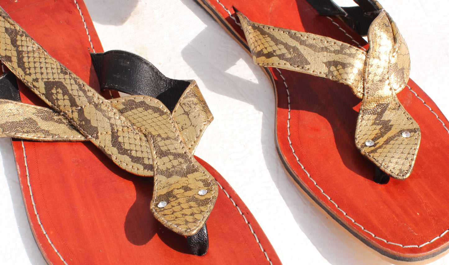 Metallic Snake Sandals