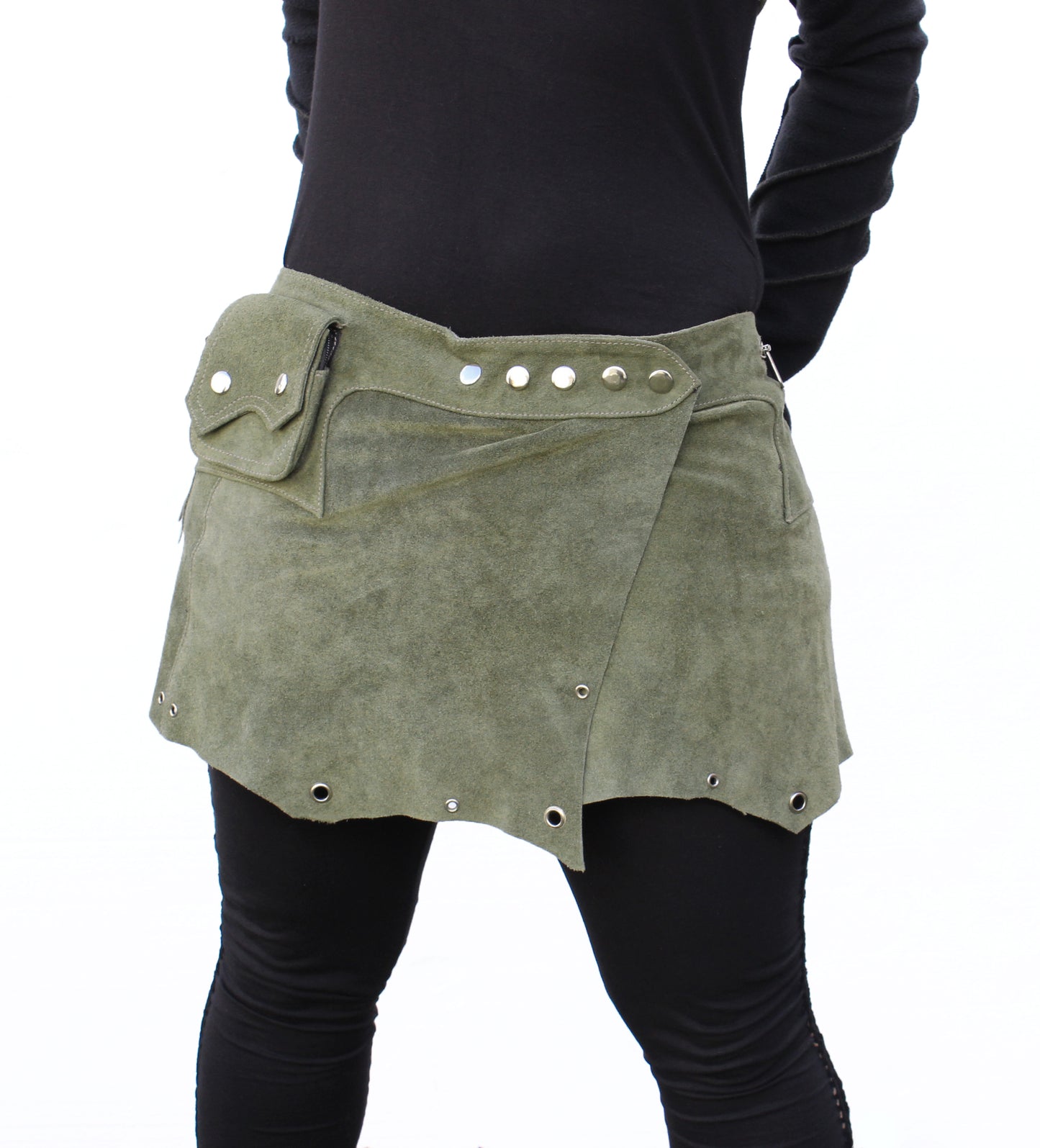 Suede Snap Skirt