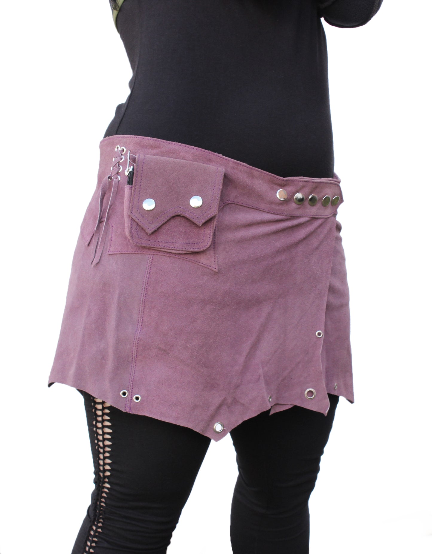 Suede Snap Skirt