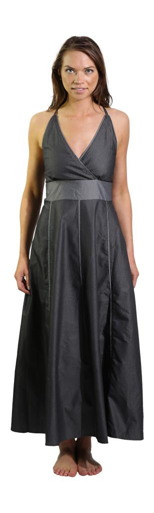 balloon denim dress Denim Balloon Maxi Dress